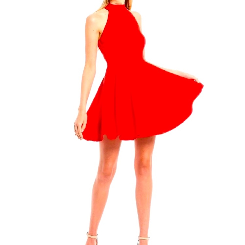 Red Empire Waist Halter Super Super Swing Fit and Flare Dress NWT Size 3/4